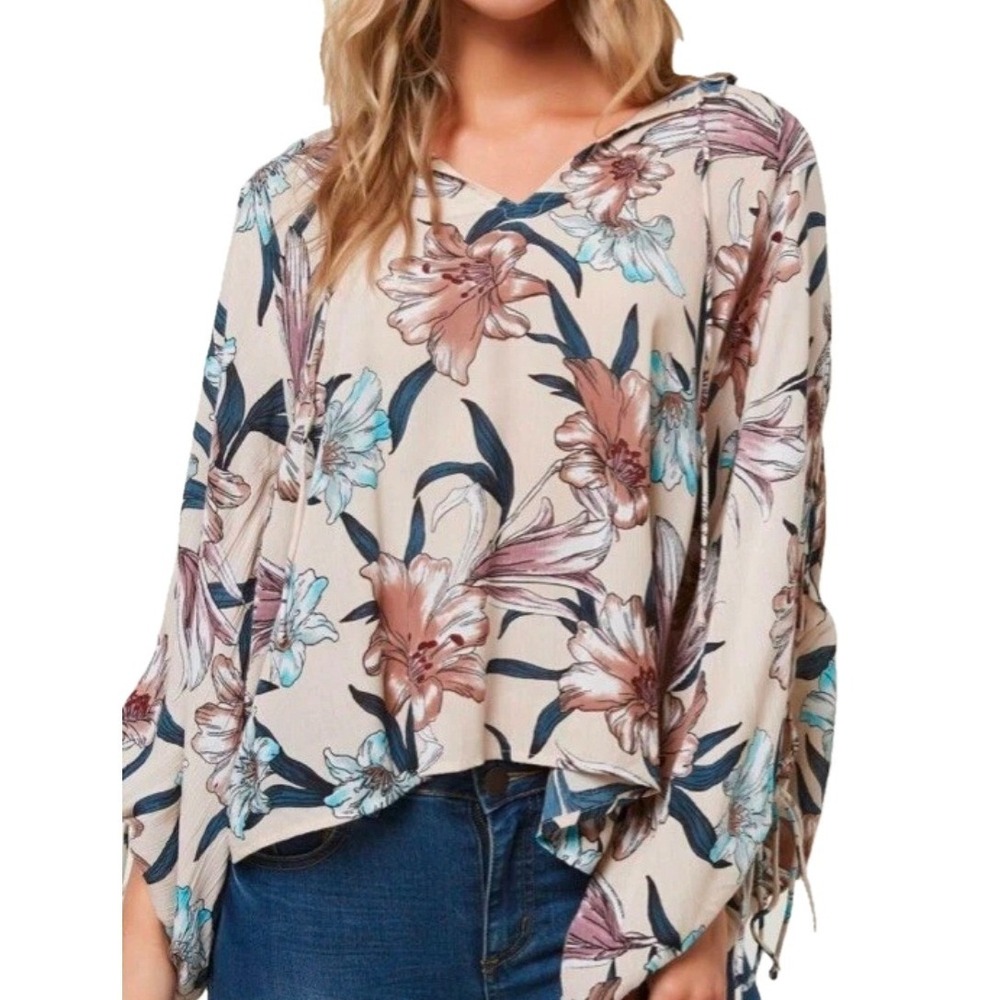 O'Neill Barbados Floral Print Blouse Women's Size Small‎ Long Sleeve V Neck